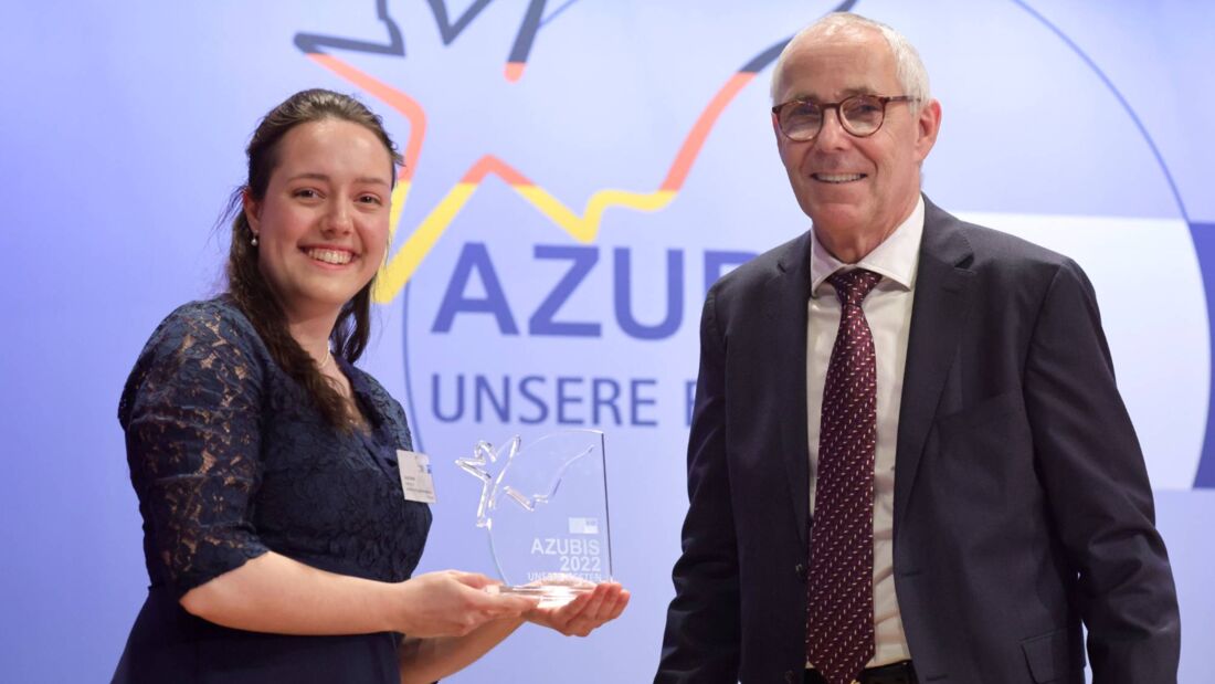 Bundesbestenehrung in Berlin mit Lucy Schulz und Peter Adrian, DIHK-Präsident